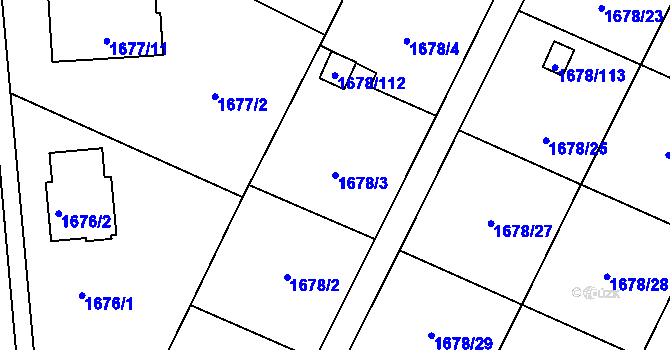 Parcela st. 1678/3 v KÚ Postřelmov, Katastrální mapa