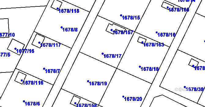 Parcela st. 1678/17 v KÚ Postřelmov, Katastrální mapa