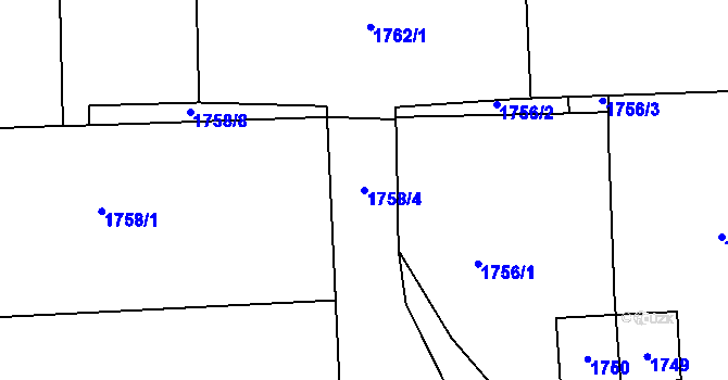 Parcela st. 1758/4 v KÚ Postřelmov, Katastrální mapa