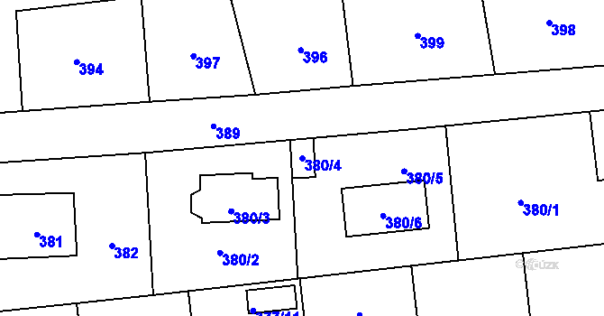 Parcela st. 380/4 v KÚ Postřelmov, Katastrální mapa
