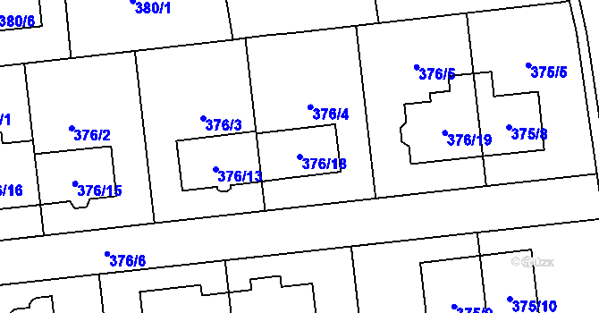Parcela st. 376/18 v KÚ Postřelmov, Katastrální mapa