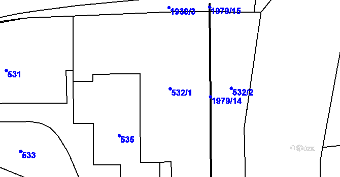 Parcela st. 532/1 v KÚ Postřelmov, Katastrální mapa