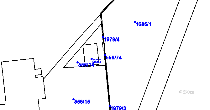 Parcela st. 556/74 v KÚ Postřelmov, Katastrální mapa