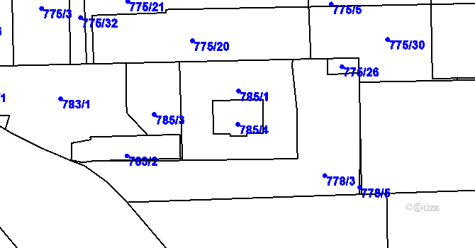Parcela st. 785/4 v KÚ Postřelmov, Katastrální mapa
