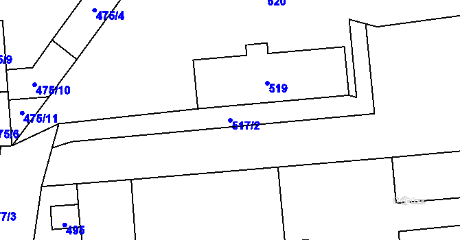 Parcela st. 517/2 v KÚ Postřelmov, Katastrální mapa