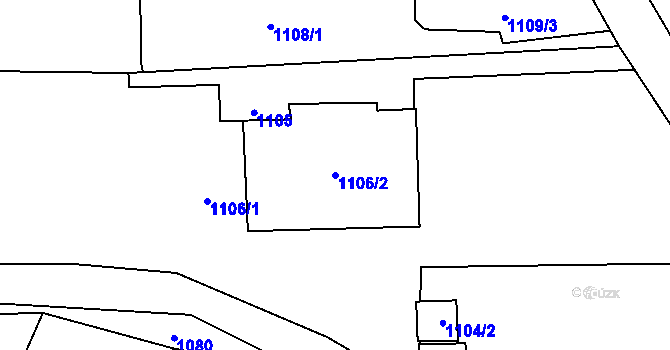 Parcela st. 1106/2 v KÚ Postřelmov, Katastrální mapa