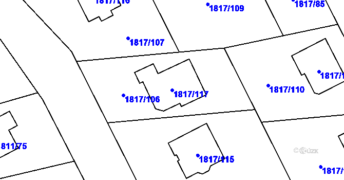 Parcela st. 1817/117 v KÚ Postřelmov, Katastrální mapa