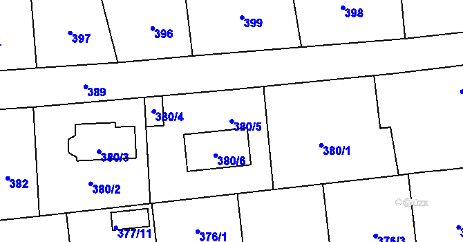 Parcela st. 380/5 v KÚ Postřelmov, Katastrální mapa