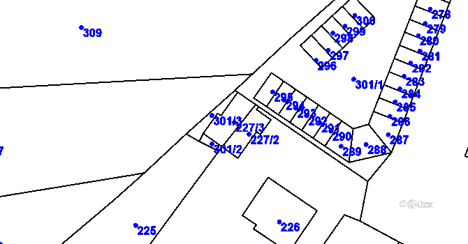 Parcela st. 227/3 v KÚ Postřelmov, Katastrální mapa