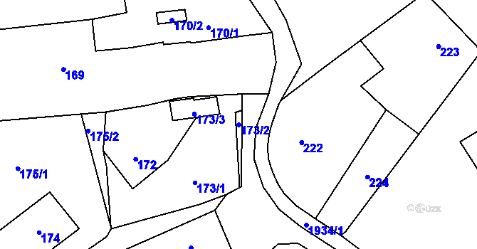 Parcela st. 173/2 v KÚ Postřelmov, Katastrální mapa