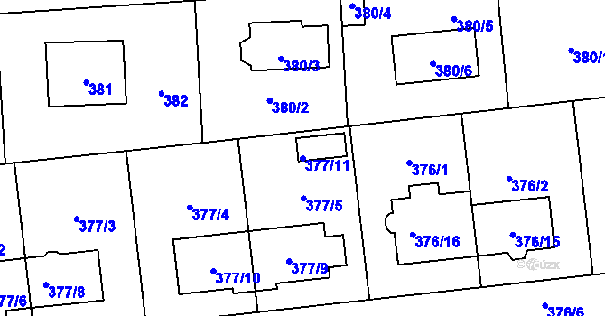 Parcela st. 377/11 v KÚ Postřelmov, Katastrální mapa