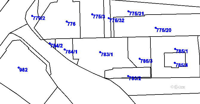 Parcela st. 783/1 v KÚ Postřelmov, Katastrální mapa