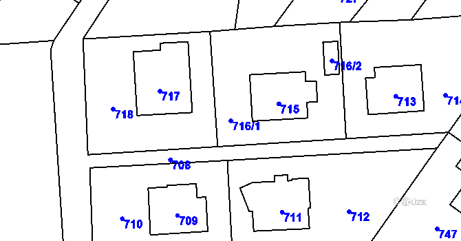 Parcela st. 716/1 v KÚ Postřelmov, Katastrální mapa