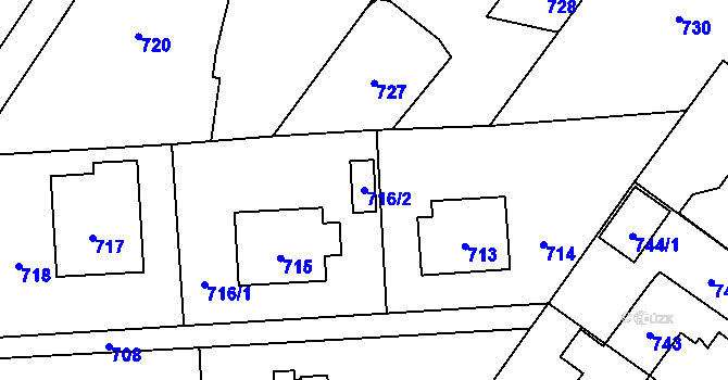 Parcela st. 716/2 v KÚ Postřelmov, Katastrální mapa
