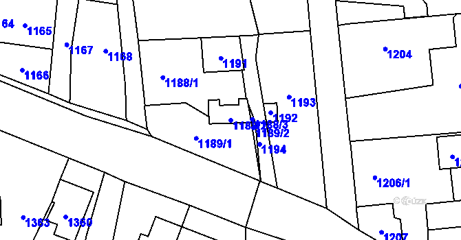 Parcela st. 1188/2 v KÚ Postřelmov, Katastrální mapa