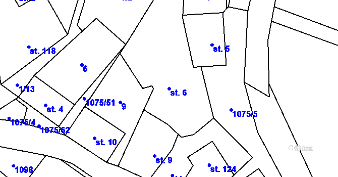 Parcela st. 6 v KÚ Postřelmůvek, Katastrální mapa