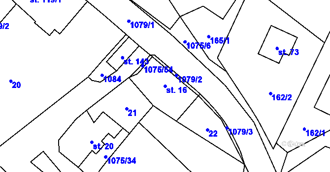 Parcela st. 16 v KÚ Postřelmůvek, Katastrální mapa