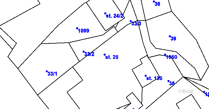 Parcela st. 25 v KÚ Postřelmůvek, Katastrální mapa
