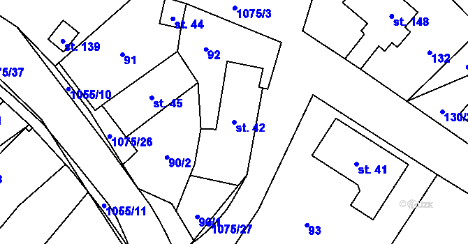 Parcela st. 42 v KÚ Postřelmůvek, Katastrální mapa
