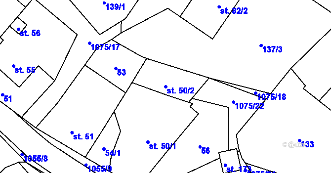 Parcela st. 50/2 v KÚ Postřelmůvek, Katastrální mapa