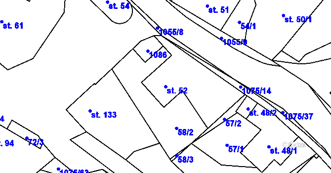 Parcela st. 52 v KÚ Postřelmůvek, Katastrální mapa