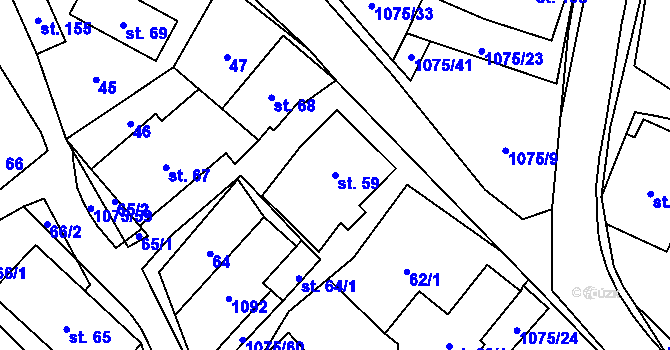 Parcela st. 59 v KÚ Postřelmůvek, Katastrální mapa