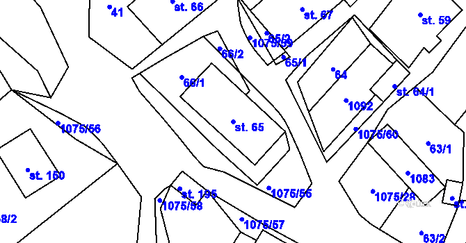 Parcela st. 65 v KÚ Postřelmůvek, Katastrální mapa