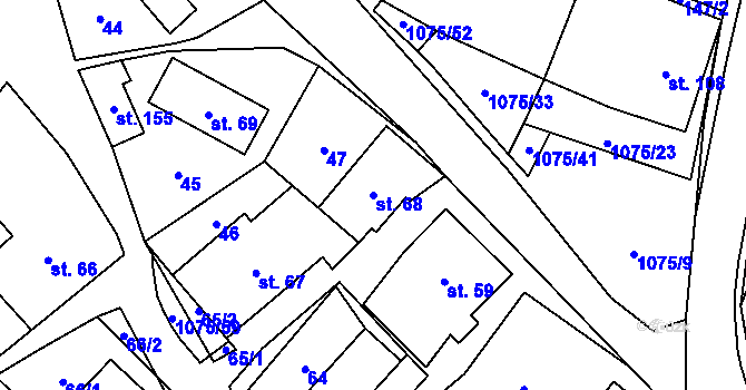 Parcela st. 68 v KÚ Postřelmůvek, Katastrální mapa