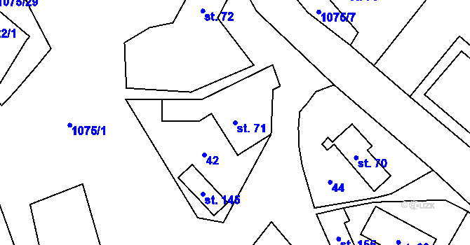 Parcela st. 71 v KÚ Postřelmůvek, Katastrální mapa