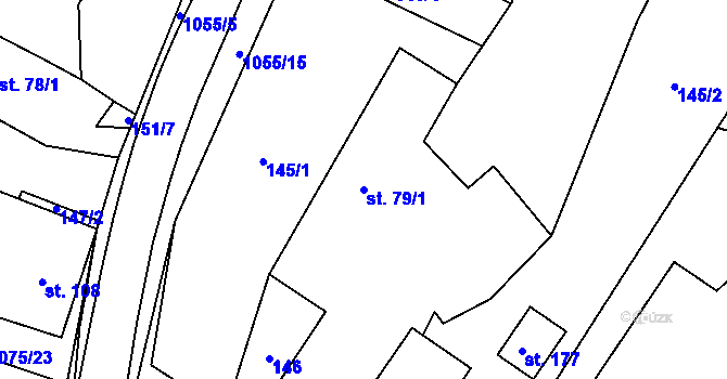Parcela st. 79/1 v KÚ Postřelmůvek, Katastrální mapa