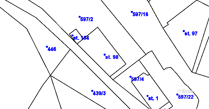 Parcela st. 98 v KÚ Postřelmůvek, Katastrální mapa