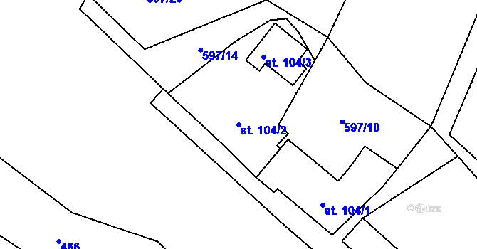 Parcela st. 104/2 v KÚ Postřelmůvek, Katastrální mapa