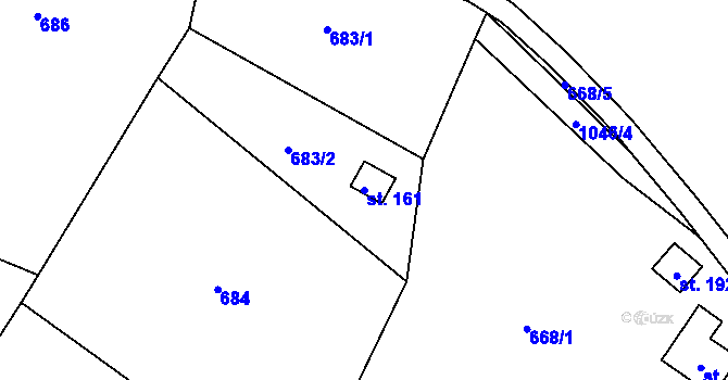 Parcela st. 161 v KÚ Postřelmůvek, Katastrální mapa