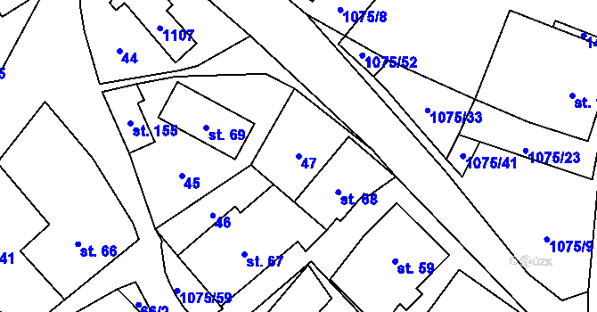 Parcela st. 47 v KÚ Postřelmůvek, Katastrální mapa