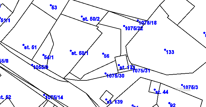 Parcela st. 56 v KÚ Postřelmůvek, Katastrální mapa