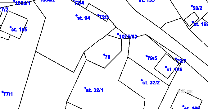 Parcela st. 78 v KÚ Postřelmůvek, Katastrální mapa