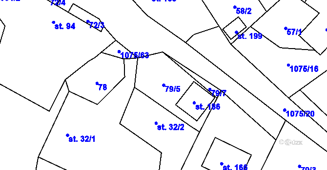 Parcela st. 79/5 v KÚ Postřelmůvek, Katastrální mapa