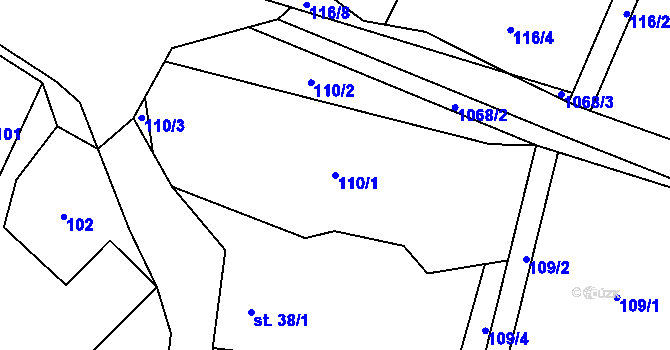 Parcela st. 110/1 v KÚ Postřelmůvek, Katastrální mapa