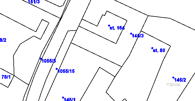 Parcela st. 145/4 v KÚ Postřelmůvek, Katastrální mapa
