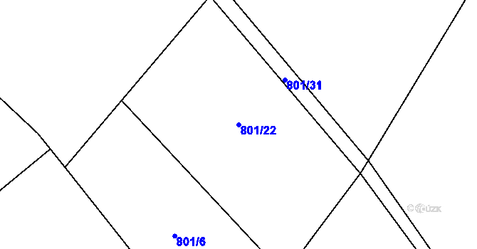 Parcela st. 801/22 v KÚ Postřelmůvek, Katastrální mapa