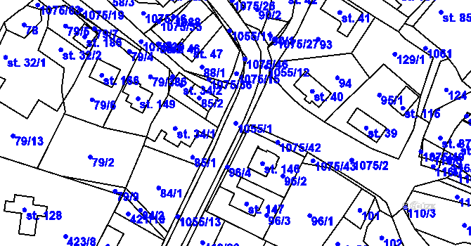 Parcela st. 1055/1 v KÚ Postřelmůvek, Katastrální mapa
