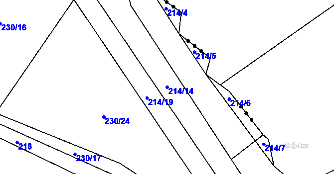 Parcela st. 214/14 v KÚ Postřelmůvek, Katastrální mapa