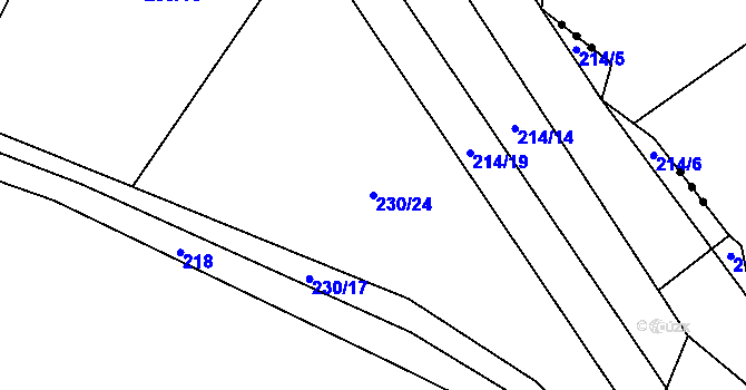Parcela st. 230/24 v KÚ Postřelmůvek, Katastrální mapa