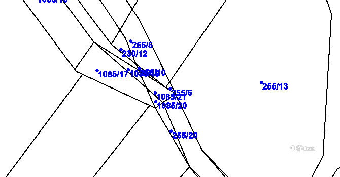 Parcela st. 255/6 v KÚ Postřelmůvek, Katastrální mapa