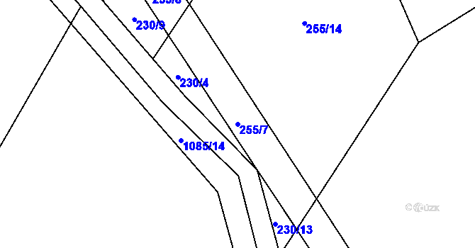 Parcela st. 255/7 v KÚ Postřelmůvek, Katastrální mapa
