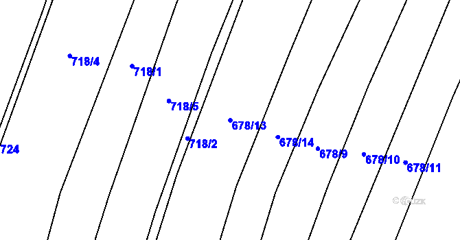 Parcela st. 678/13 v KÚ Postřelmůvek, Katastrální mapa