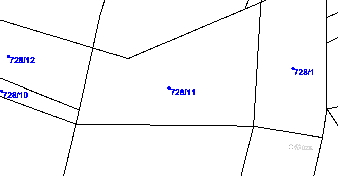 Parcela st. 728/11 v KÚ Postřelmůvek, Katastrální mapa