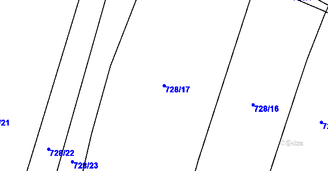 Parcela st. 728/17 v KÚ Postřelmůvek, Katastrální mapa