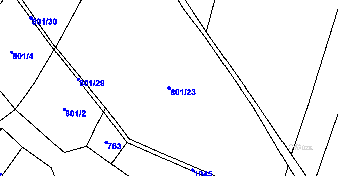 Parcela st. 801/23 v KÚ Postřelmůvek, Katastrální mapa