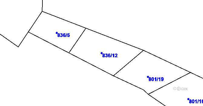 Parcela st. 836/12 v KÚ Postřelmůvek, Katastrální mapa